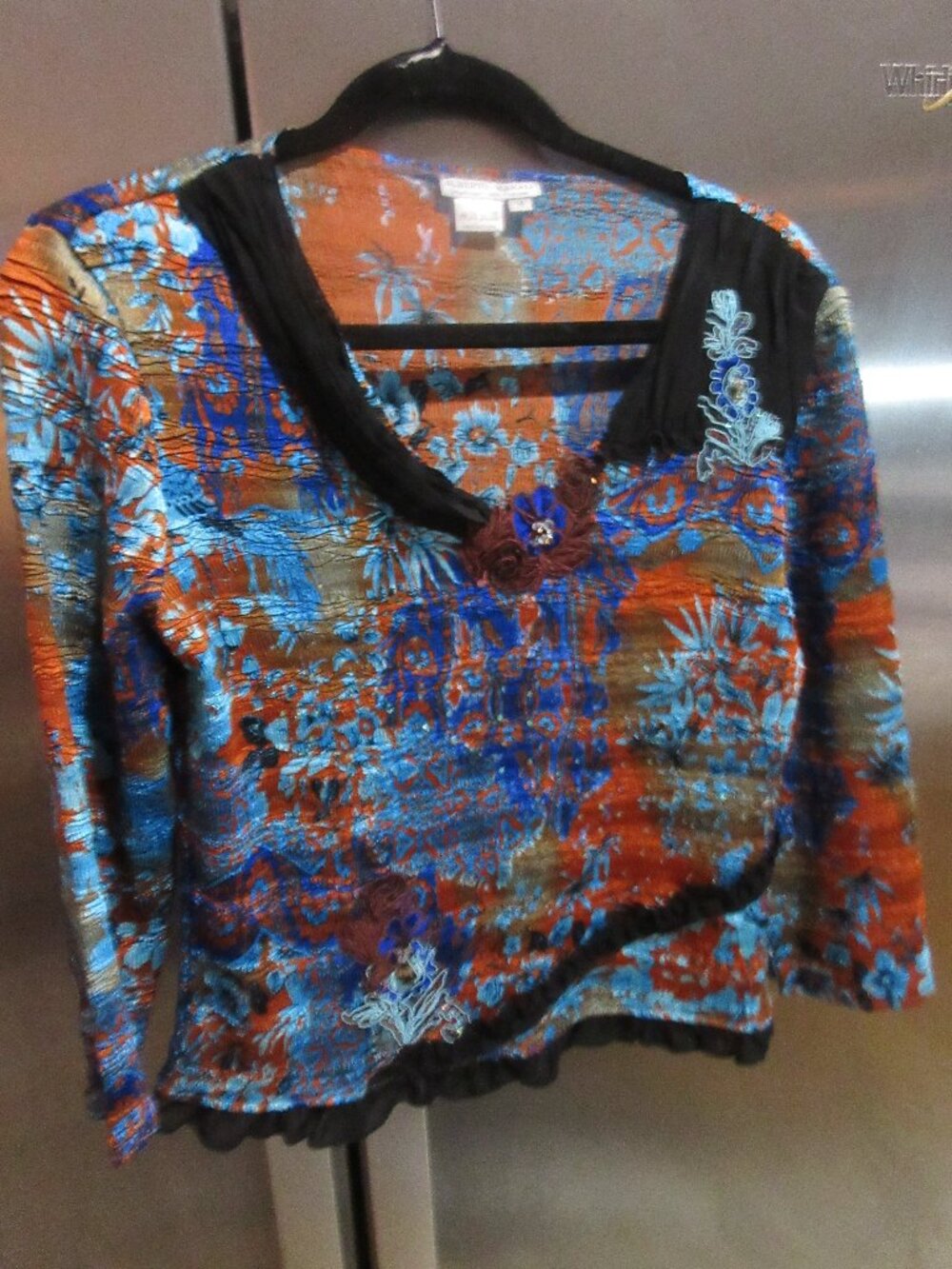 Y2K Alberto Makali Crinkle art to wear knit top M